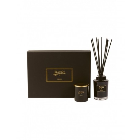 Teatro Fragranze Uniche,   BLACK  DIVINE  (Nero Divino),   MIni Gift Box (Diffusor 250 ml + Candle 180 gr )